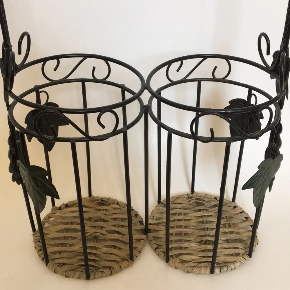 Wicker & Metal Wine Bottle Caddy/Holder